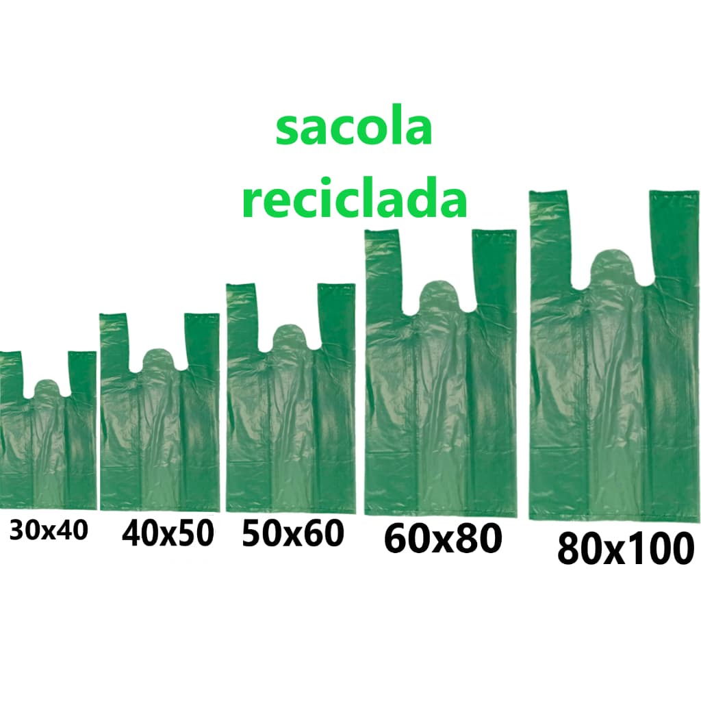 2 Kg de Sacolas Plásticas Reciclada Colorida com Vários Tamanhos