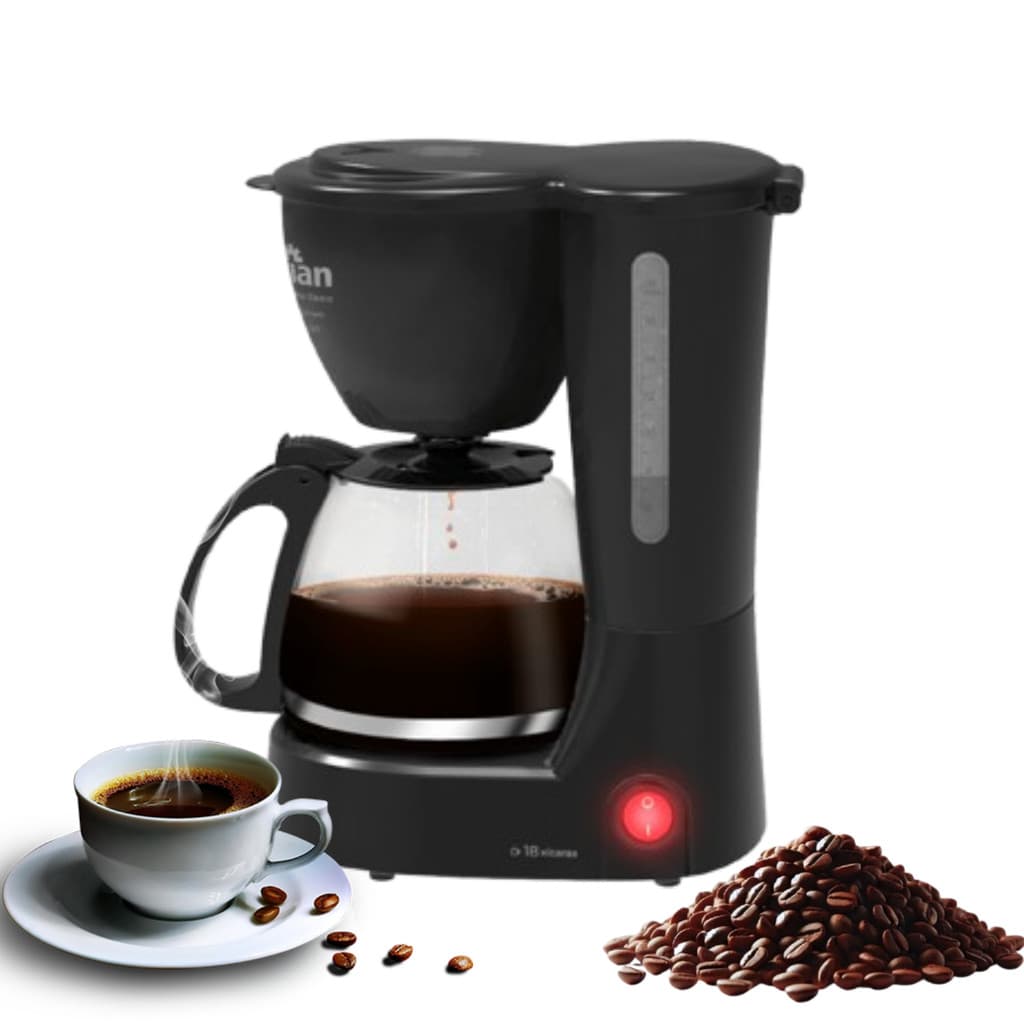 Cafeteira Elétrica 18 xícaras Preta Filtro Reutilizável 127v ou 220v com Colher Dosadora