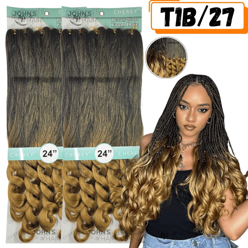 Kit 2 Cabelo Jumbo Boho Curl French Braids Fibra Premium Crochet Braids 400 Gramas