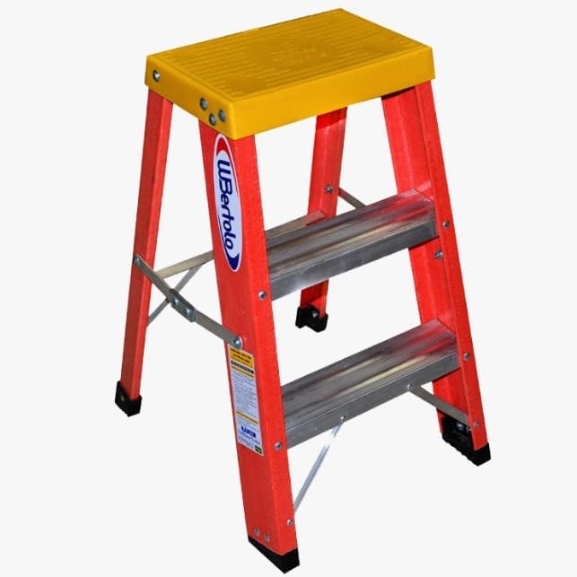 Escada Banqueta Profissional de Fibra de Vidro 60cm - 3 Degraus Amarela  Wbertolo
