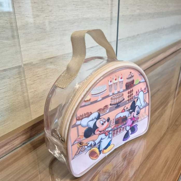 kit Bolsinha lembrancinha meia lua  plástico cristal personalizada para aniversário infantil, festas, empresas