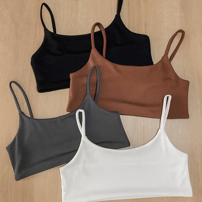 Top Academia Forro Duplo Alça Fina Suplex Premium Com Elástico Feminino Fitness