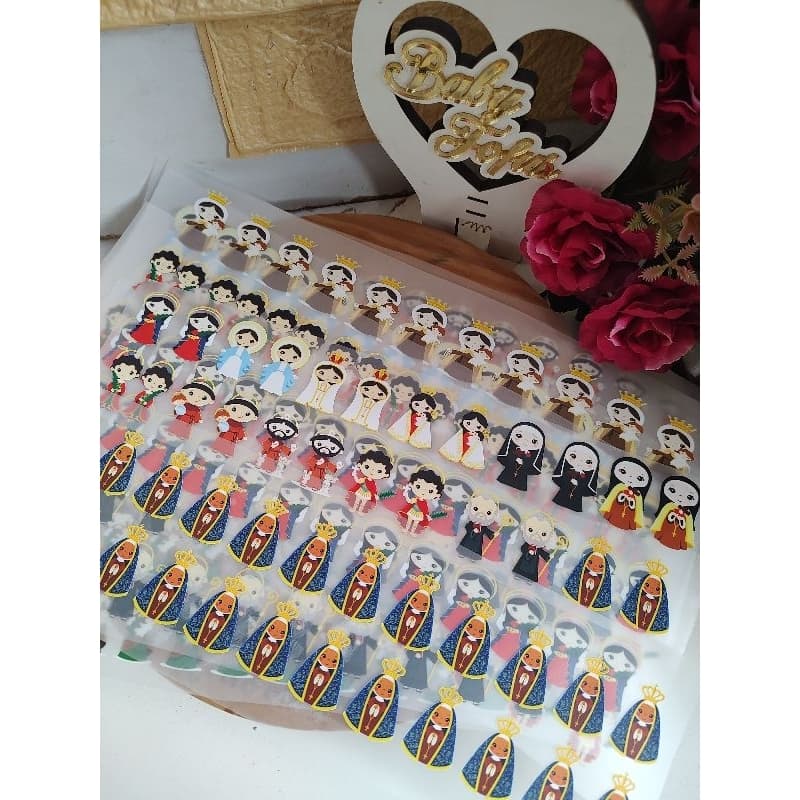 kit 20 aplique santinhas santas termocolante para todo tipo de tecido aplicar com o ferro de passar