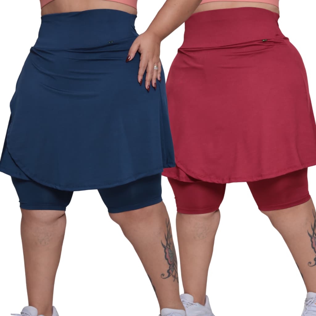 Kit 2 BERMUDA transpassada short saia plus size M ao G3 modesto