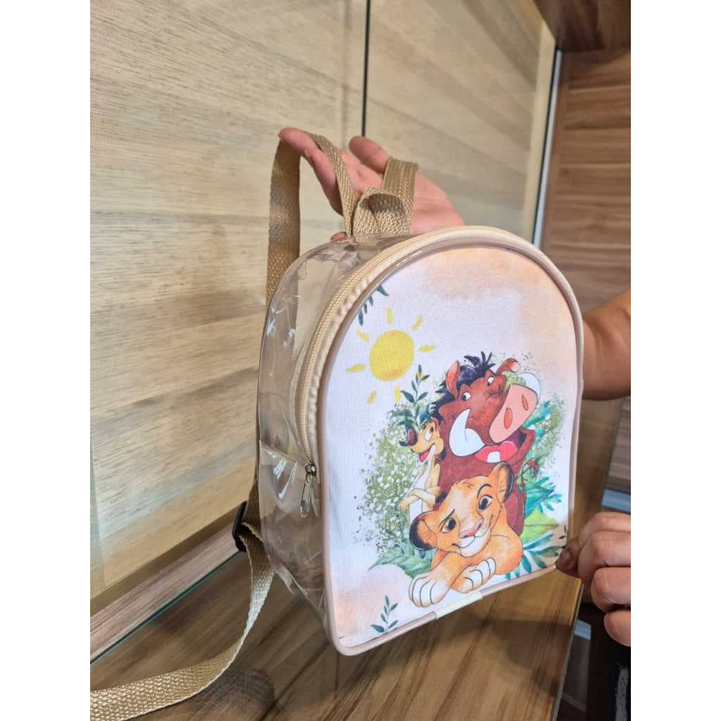 kit Necessarie Mochilinha Plástico Cristal lembrancinha para aniversário, festa, igreja, empresa