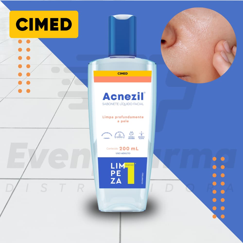 Sabonete Líquido Facial antisséptico limpeza profunda da pele Acnezil Cimed