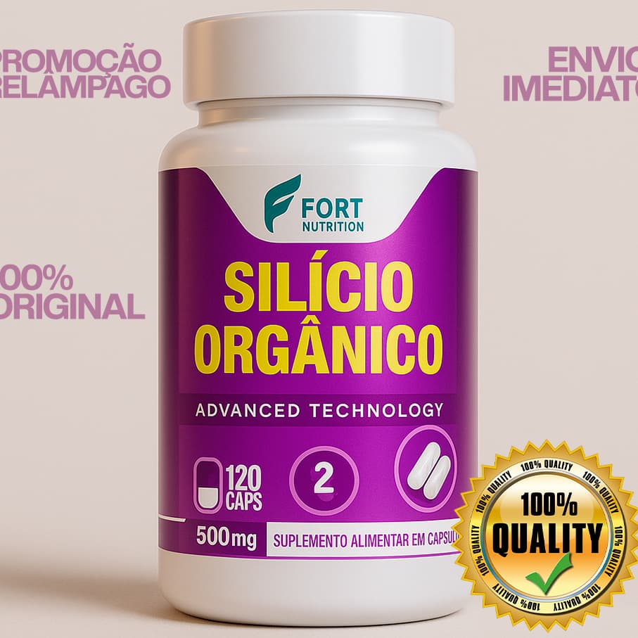 Unha, Cabelo e Pele -  Silício Orgânico 120 Cápsulas 200mg - Efeito Lifiting Facial