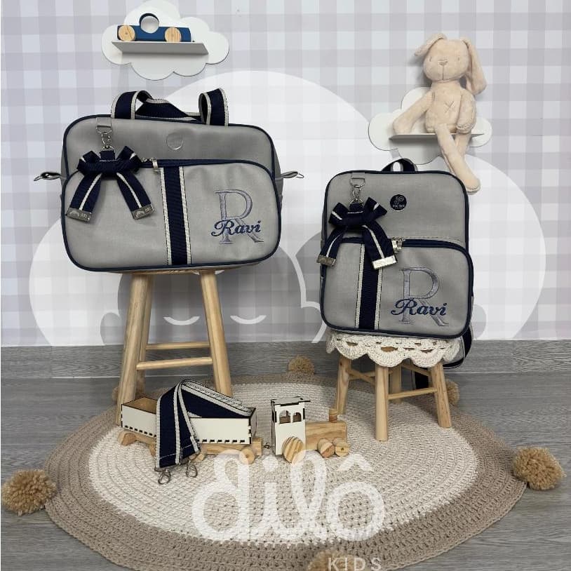 Kit de bolsas personalizadas para bebê, coleção requinte. Bolsas maternidade de luxo, Dilô Kids.