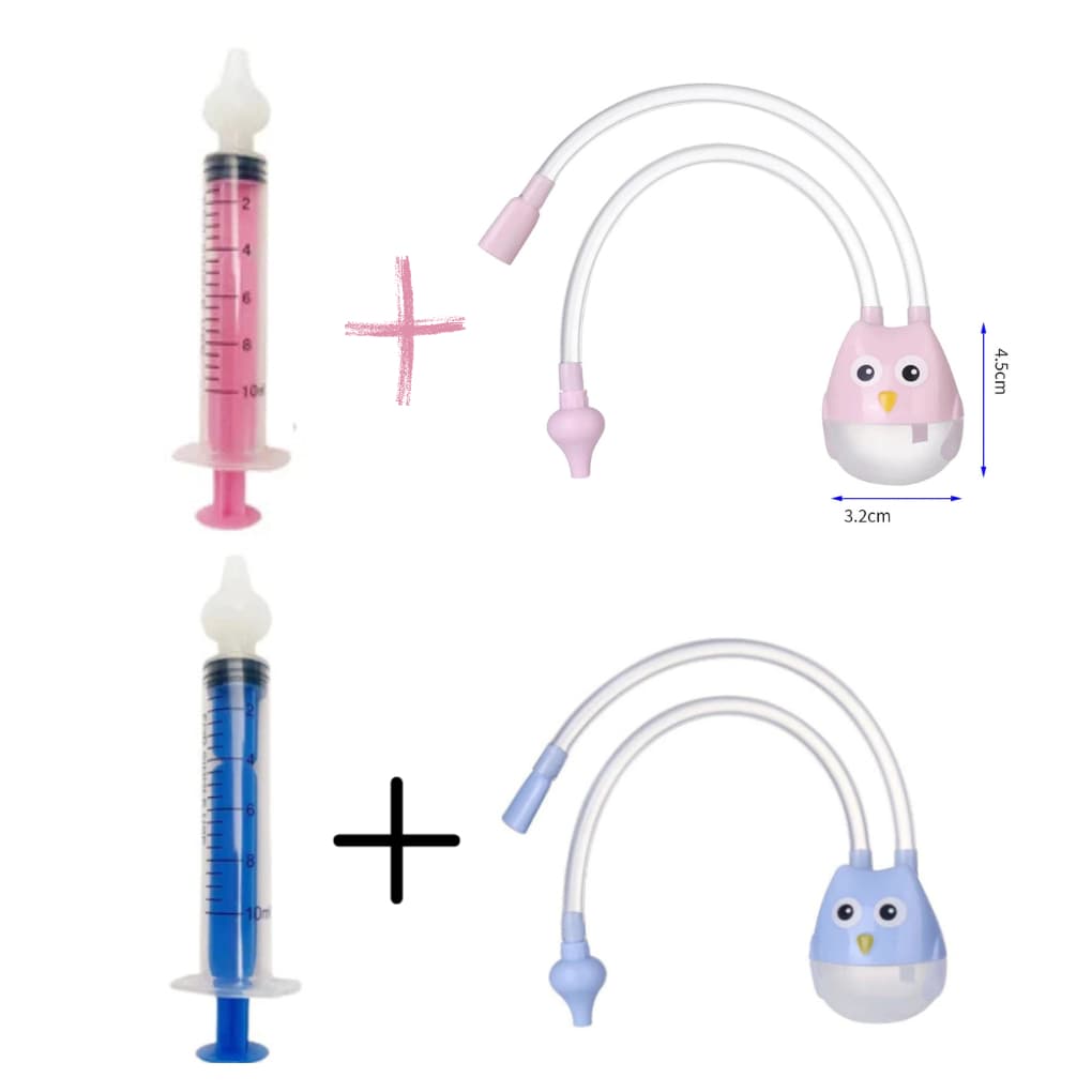 Aspirador Nasal Coruja para Bebê Lavagem e Higiene Nasal Lavador Nasal Seringa Ponta Silicone