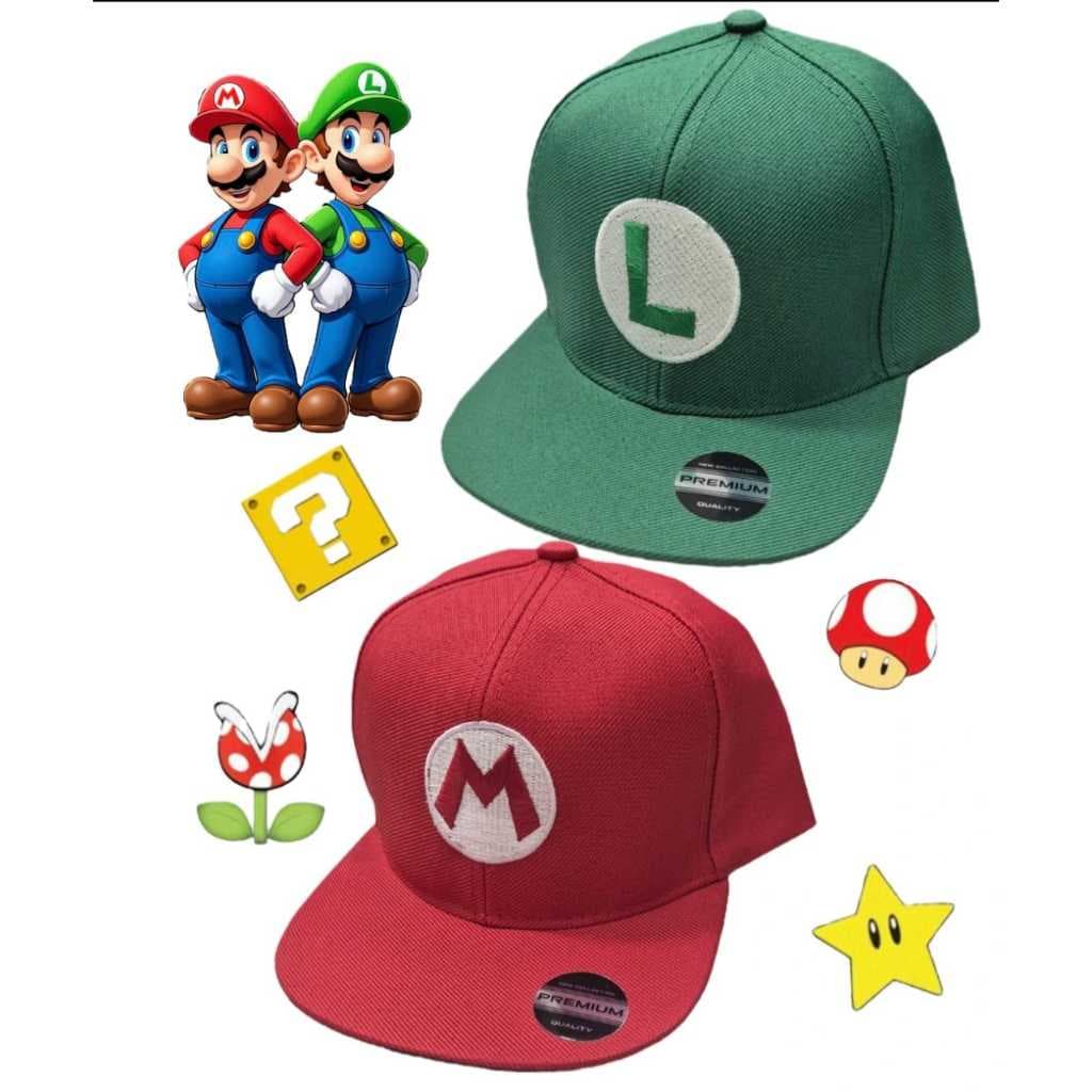 Boné Infantil Luigi e Mario - Bordado premium
