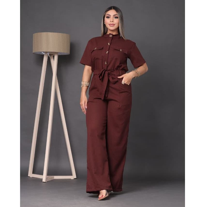 macacao longo linho modelo luxo elegância