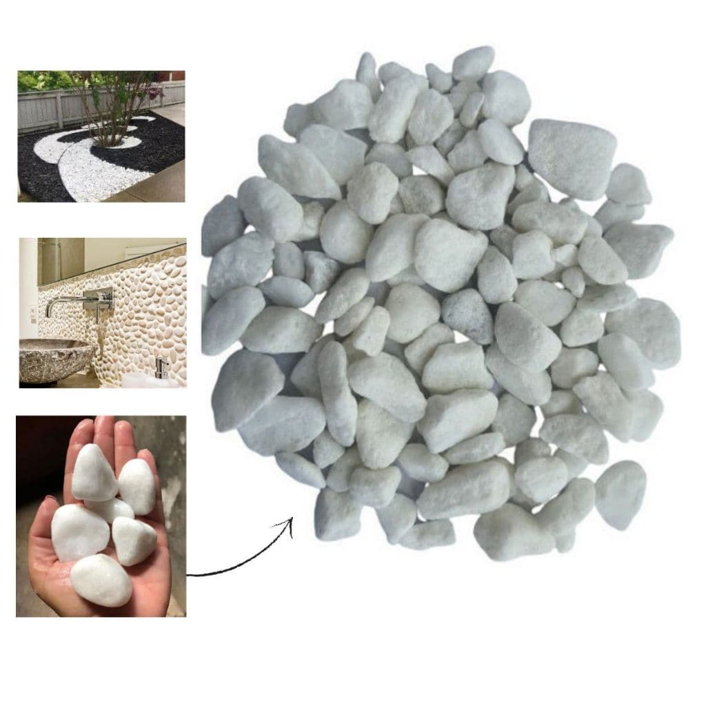 Pedra Seixo Branco Dolomita 2kg a 10kg – Decoração para Jardim, Vaso e Paisagismo