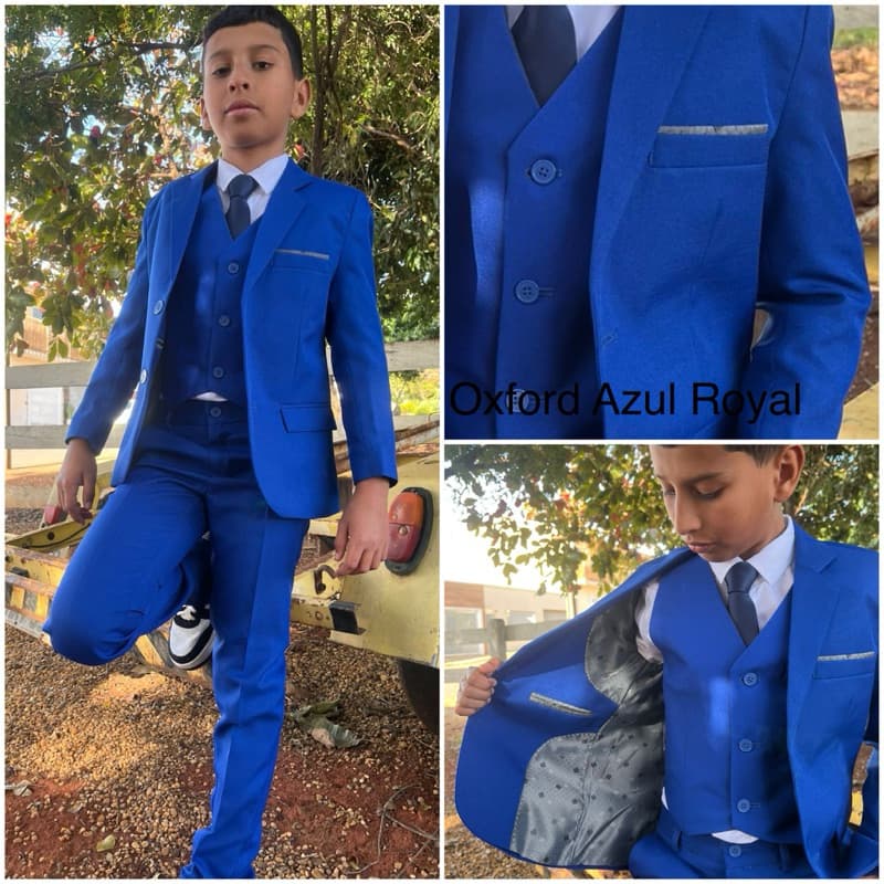 Terno infantil oxford Azul Royal Para casamentos formaturas