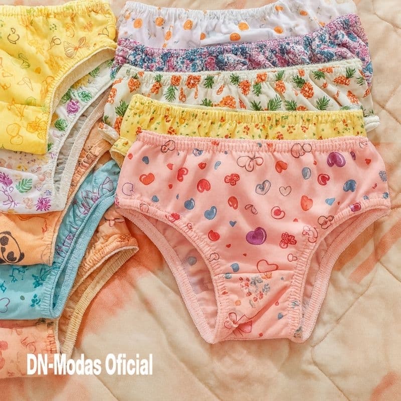 Kit Calcinha Infantil Poliester Algodão Reforcada 5-10 Unidades  Menina  Dia A Dia 1 A 10 Anos