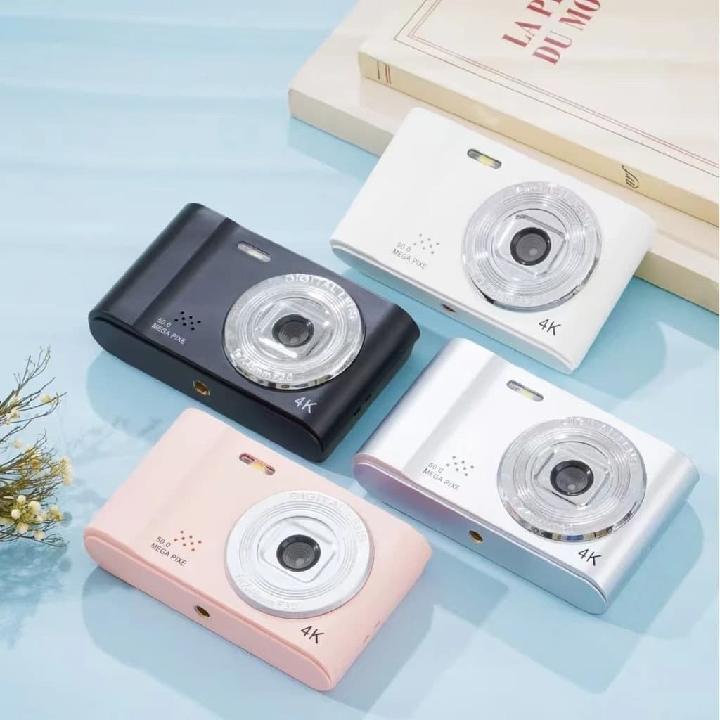 Câmera Digital 4K CCD Mini Selfie de Viagem Retro 50MP HD Câmera de Campus com Tela de 2,4 polegadas