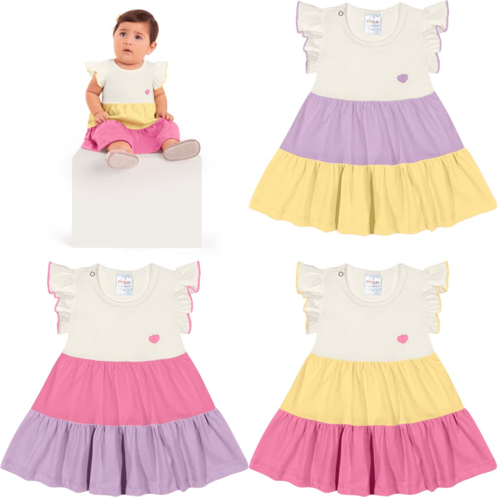 Vestido de Bebê 3 Marias 100% Algodão | P, M, G | 3 Modelos Verão Enxoval de Bebe Vestidinho Fofo