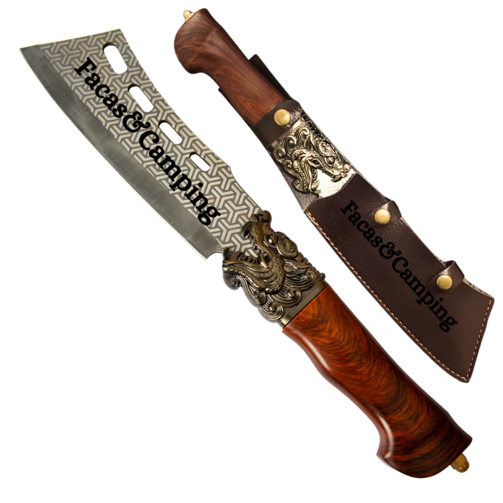 Cutelo Dragão Japonês Artesanal Grande Aço Grosso Afiado