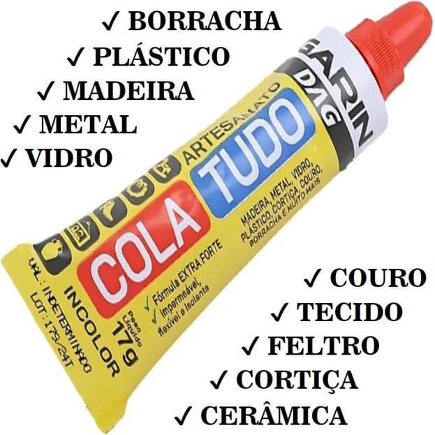 Cola Tudo Artesanato Incolor Garin - Madeiras, Fórmicas, Couros, Borrachas, Cerâmicas, Vidros, Gesso, Acrílicos, Feltr
