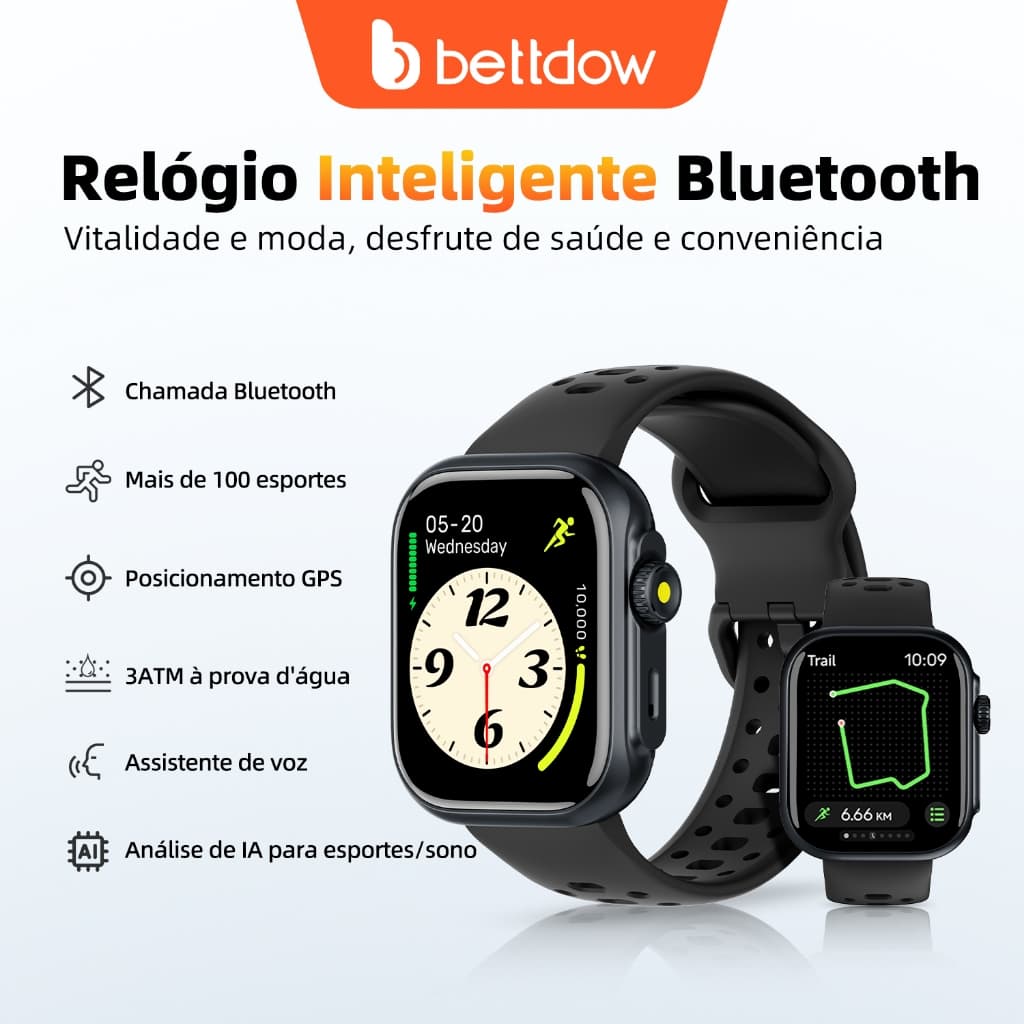 BETTDOW kriki Ai modelo GPS + smartwatch Alexa com mais de 100 modos desportivos, à prova de água 3ATM