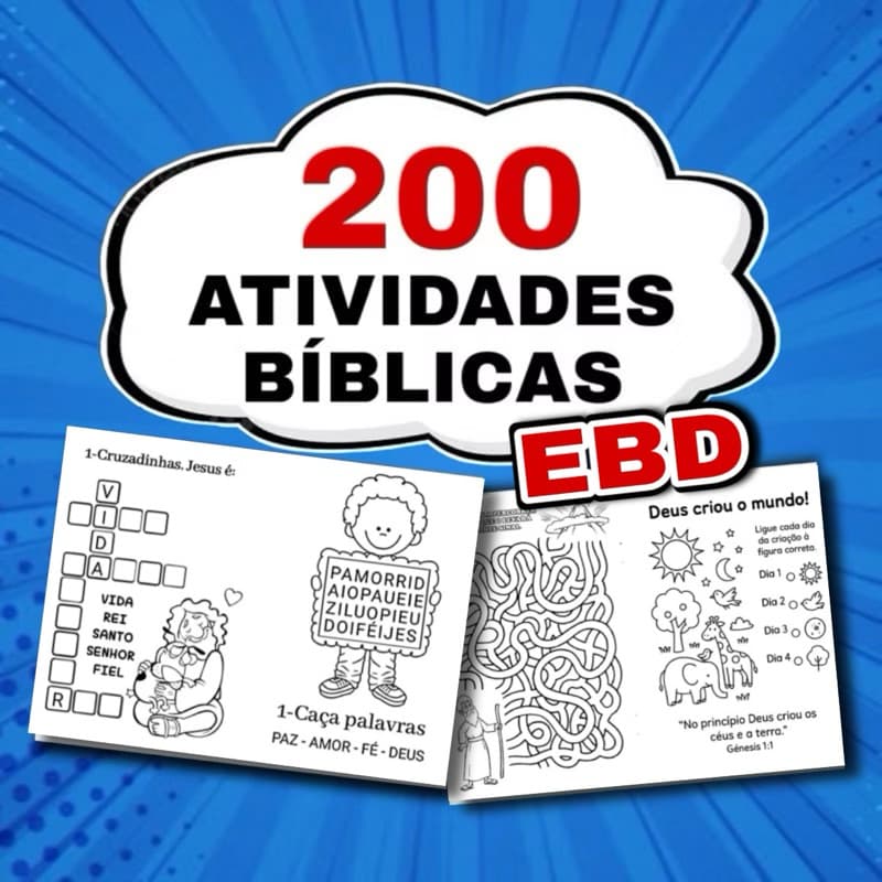 Kit Atividades Bíblicas Infantil - Folhas Avulsas Tamanho A4 | EBD | Criança |