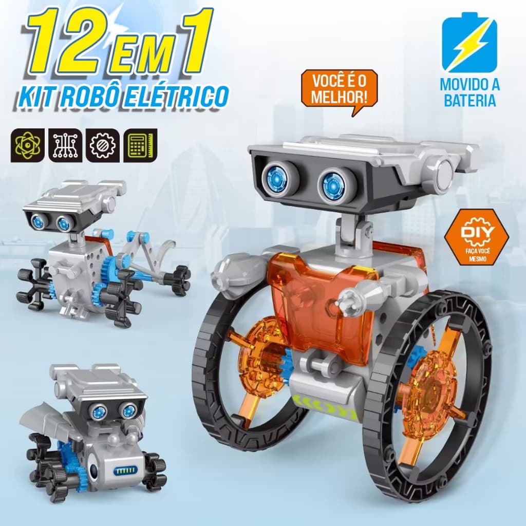 Brinquedo STEM robótico alimentado por bateria 12 em 1, adequado para maiores de 8 anos