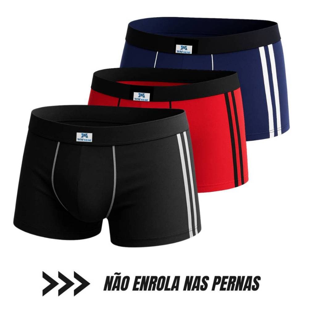 Kit 3 cuecas masculina algodão Box Boxer Confortável
