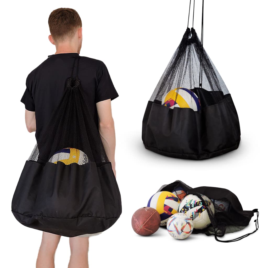 Saco Guarda Bolas Futebol Vôlei Bolsa Para Até 10 Bolas - Resistente Cor Preta Bolsa Grande 80x80