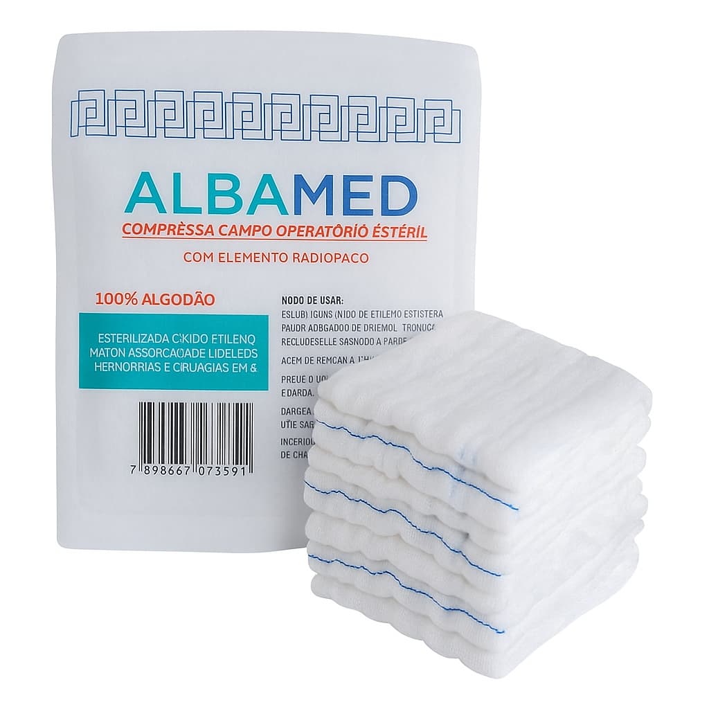 Kit 5 Pacotes Campo Operatório Cirúrgico Esterelizado 25x28 cm 100% algodão