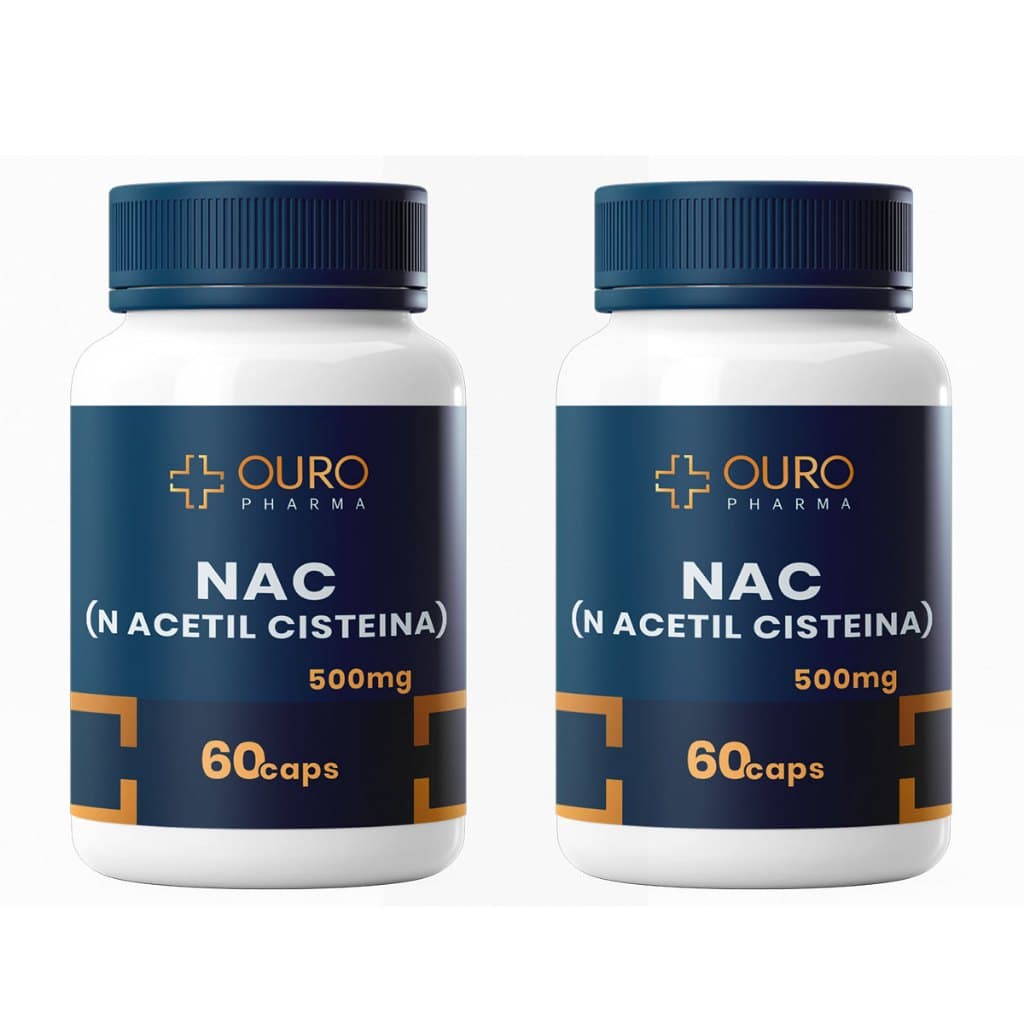 KIT 2 NAC N Acetil Cisteina acetilcisteína 500mg 100% Natural - 60 cápsulas cada frasco