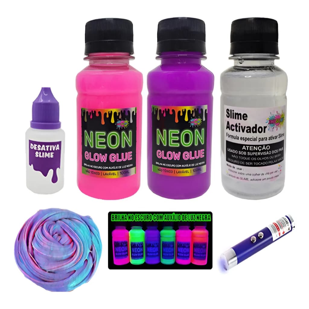 Kit Slime Neon Lembrança Festa Presente Menina