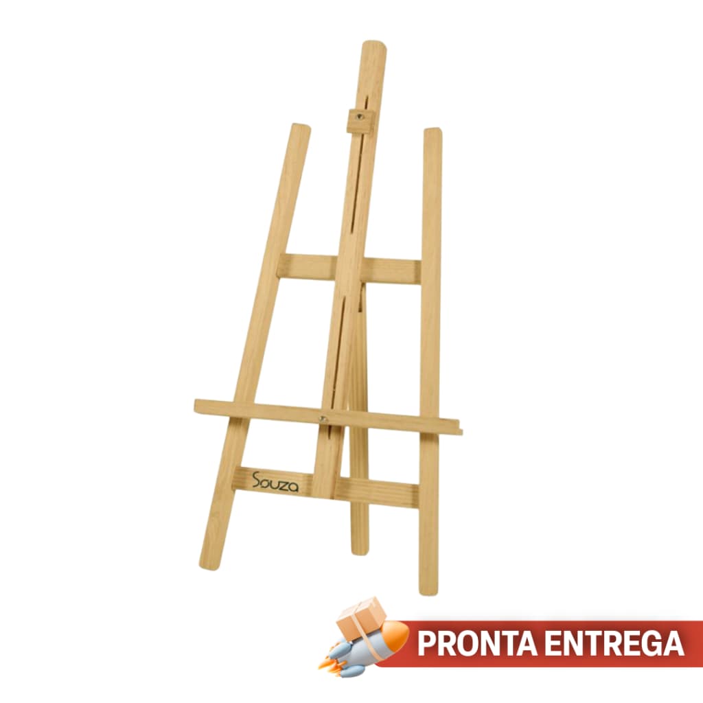 Cavalete de Madeira 75cm Cavalete Pintura Mesa Madeira Pinus Cor Natural Souza