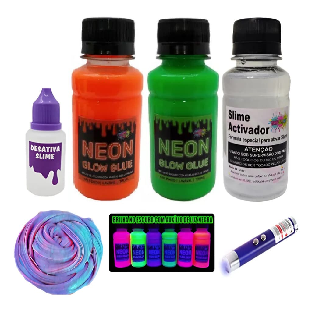 Kit Slime Neon Lembrança Festa Presente Menino