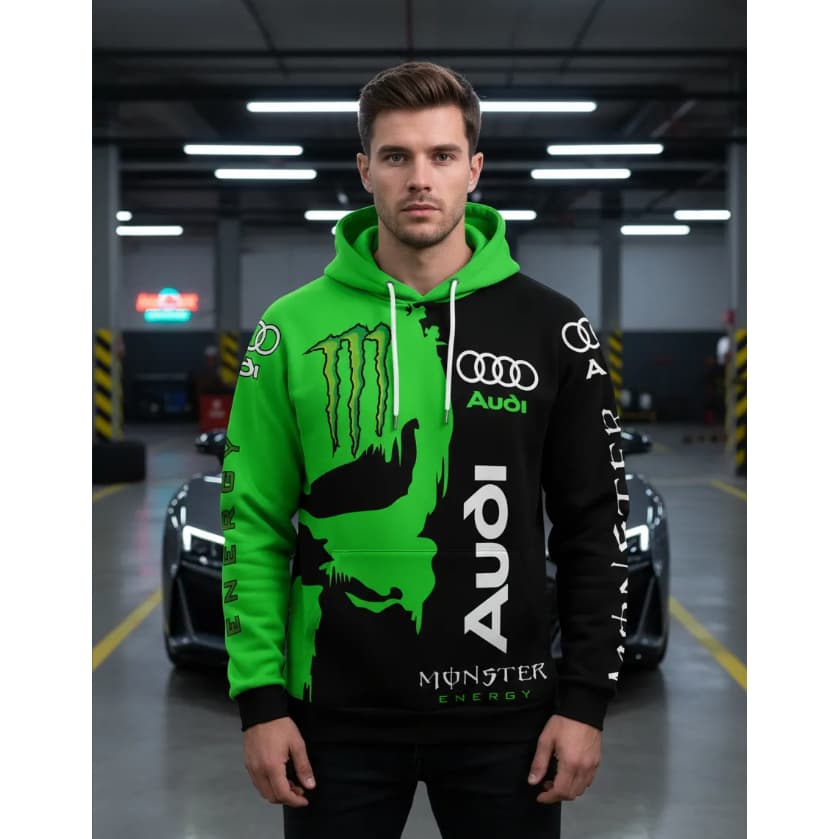 Blusa Moletom Masculina Audi Esportiva Moto Grau Estilosa