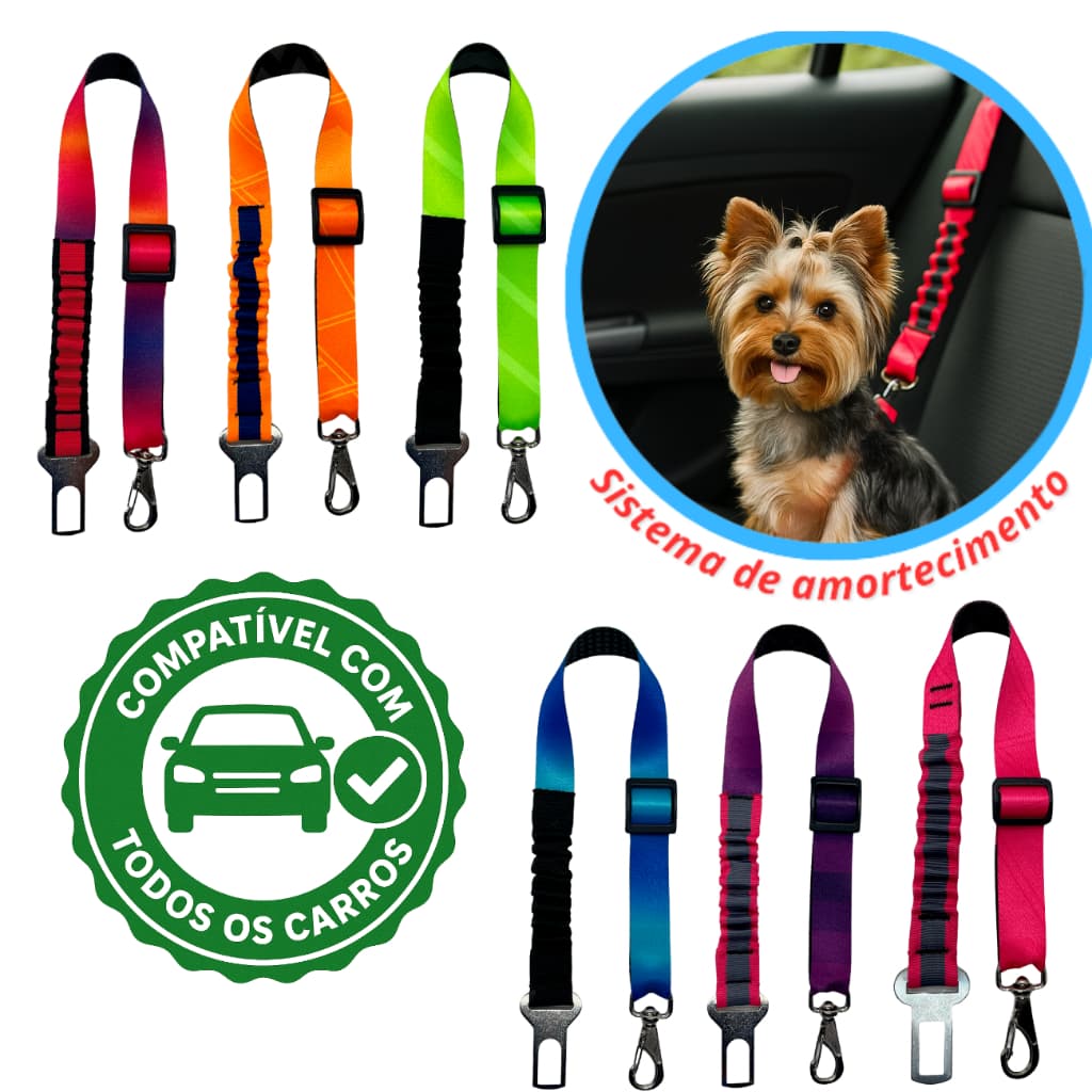 Cinto De Segurança Pet Com Amortecedor Universal Para Cachorros Compatível Com Todos Os Carros