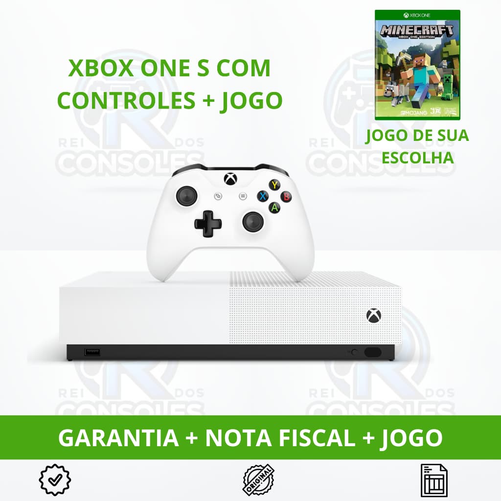 Video Game Xbox One S + Controles + 1 Jogo - Garantia - 500GB ou 1TB