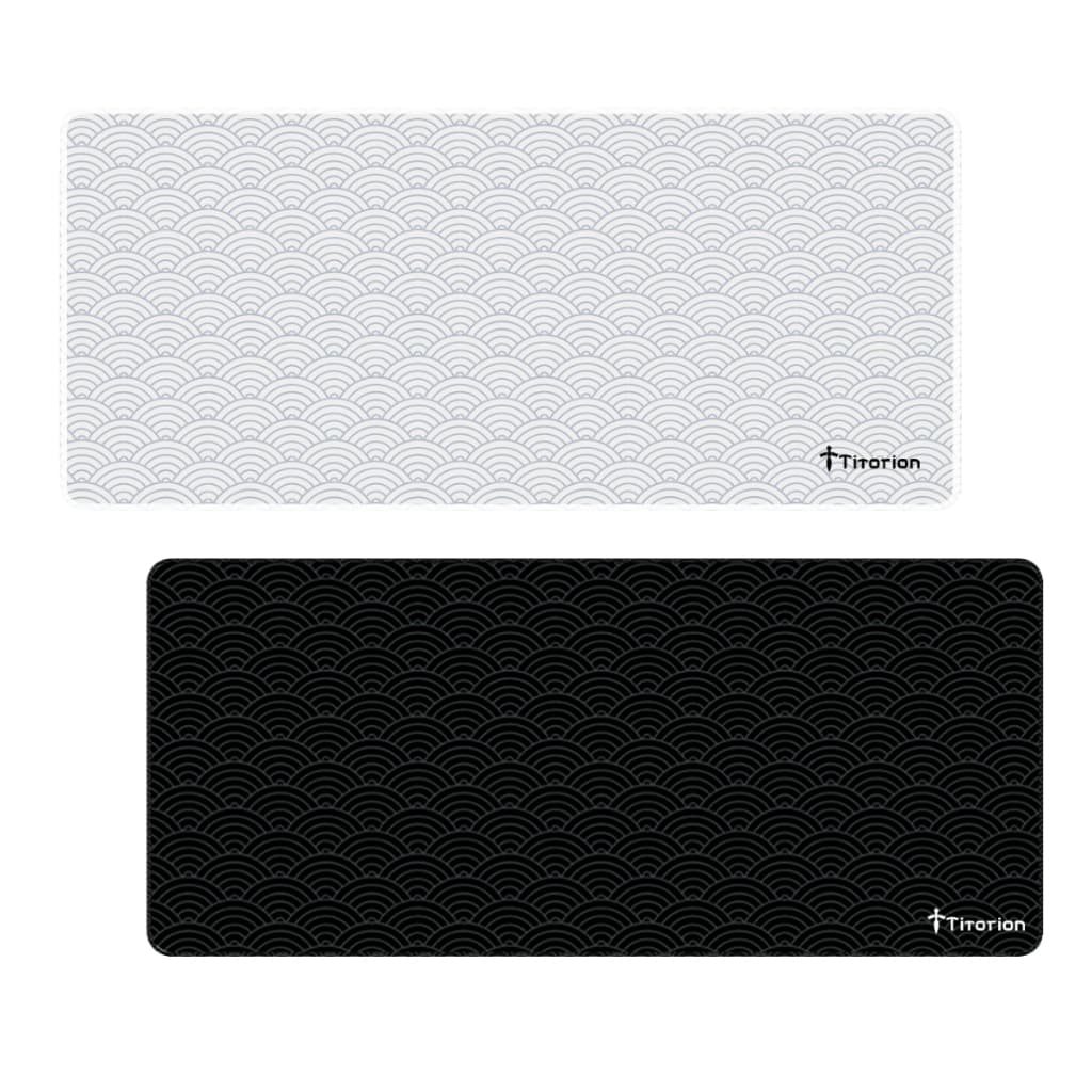 Mouse Pad Gamer Extra Grande 90x40 Deskpad Ergonômico Speed Preto Branco Onda Oriental - Titorion