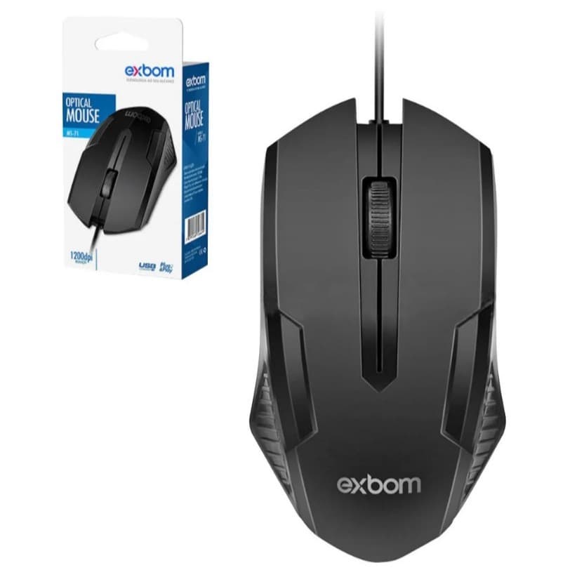 Mouse com fio USB MS-71 preto Exbom 1200 dpi