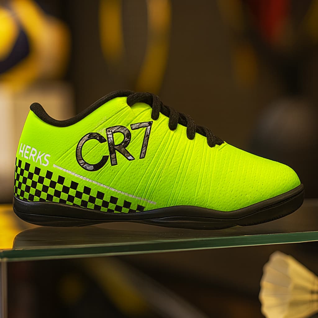 Chuteira Futsal Infantil Super Reforçada Costurada Quadra Salão Tênis Futebol Cr7 Criança