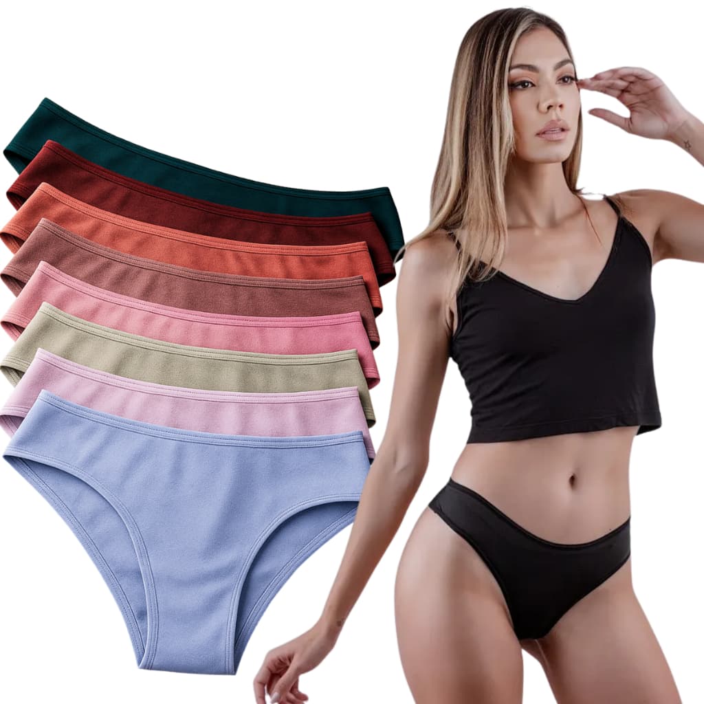Kit 5 Calcinhas Tanga de Algodão Conforto Adulto lingerie Feminina cotton premium liso tangao