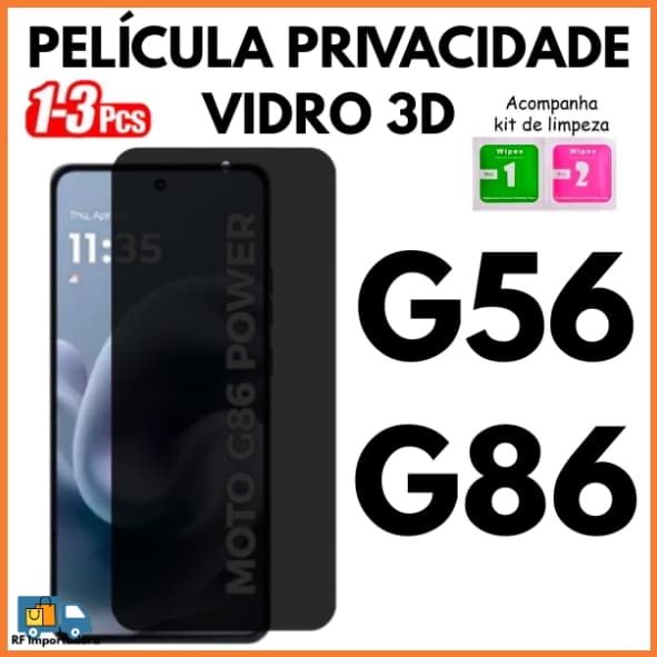 Película Privacidade 3D Temperado Anti Spy Para Motorola G56/G86
