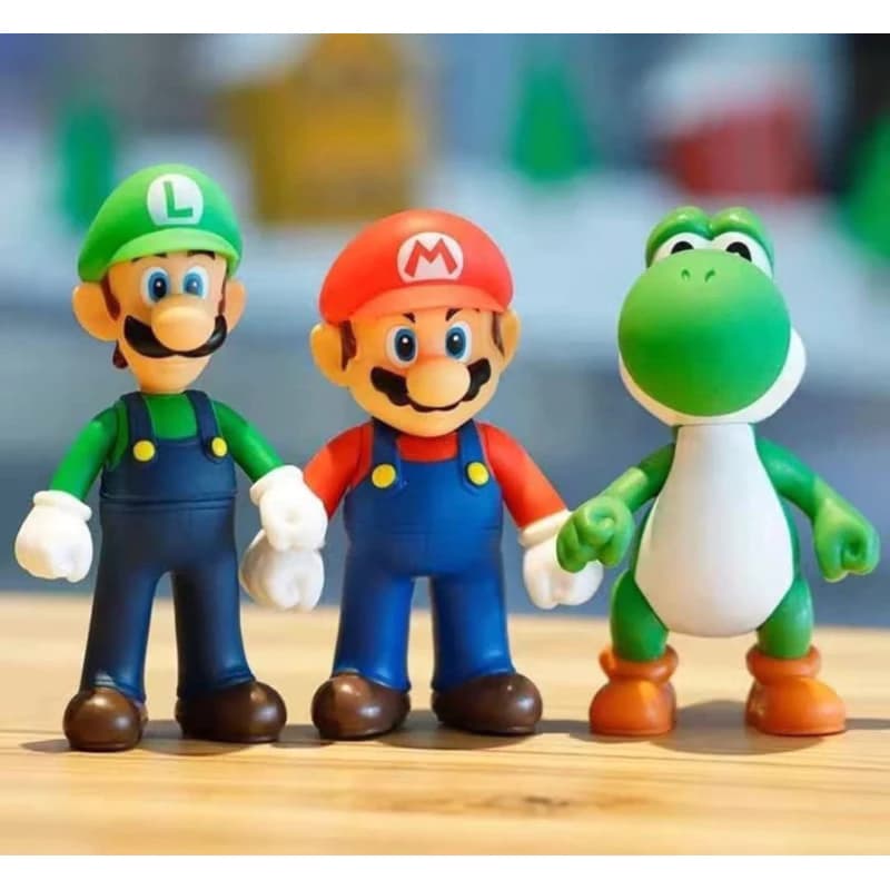 Kit Bonecos Super Mario, Luigi e Yoshi | Colecionável Gamer Infantil Presente