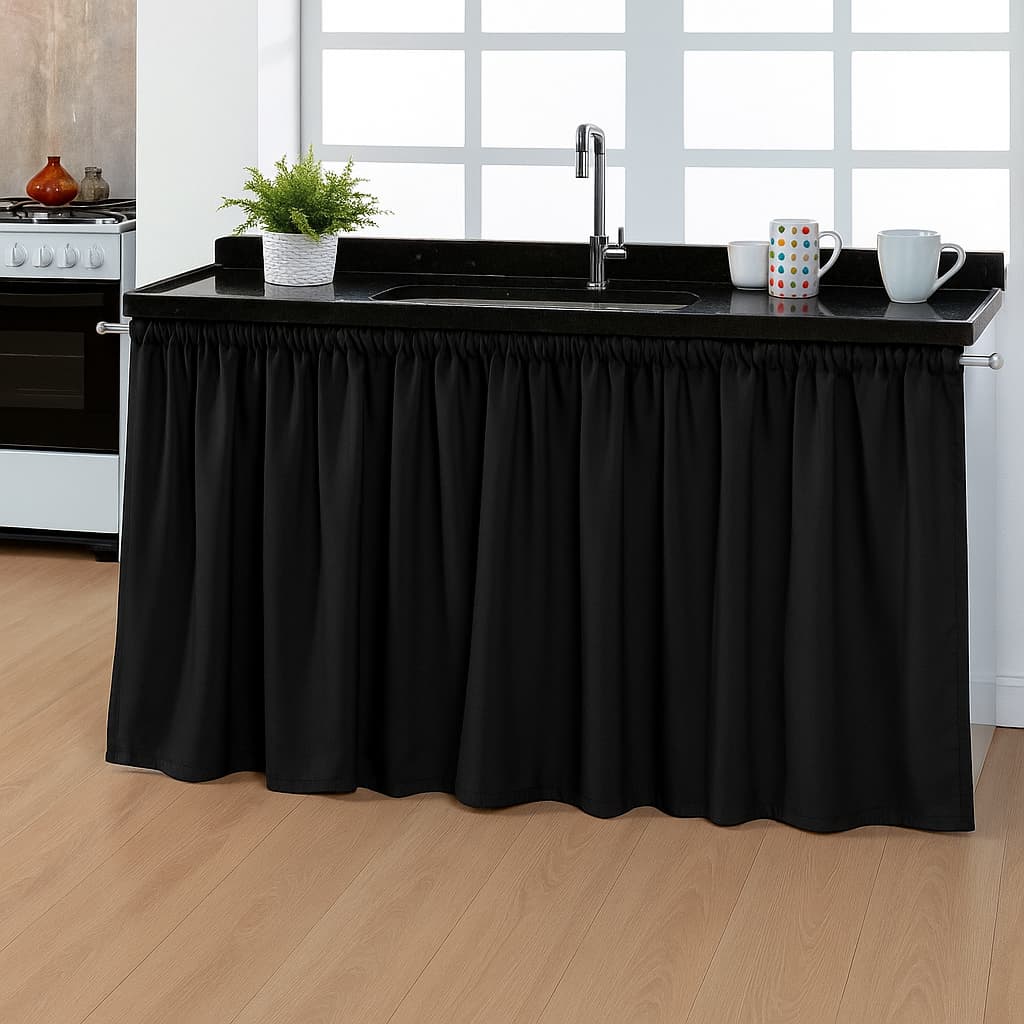 Cortina De Pia Largura 1,50 x 0,80 Altura para Cozinha Tecido Oxford Decoração de Cozinha