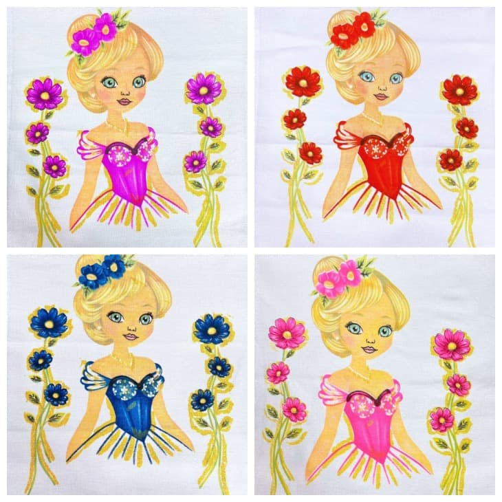 Kit 10 Pano de Prato Boneca Artesã Cindy 100% Algodão Premium Estampa Linda 70X45 Cozinha