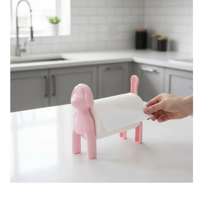 Porta Papel Toalha Cachorro Dog Rosa Claro