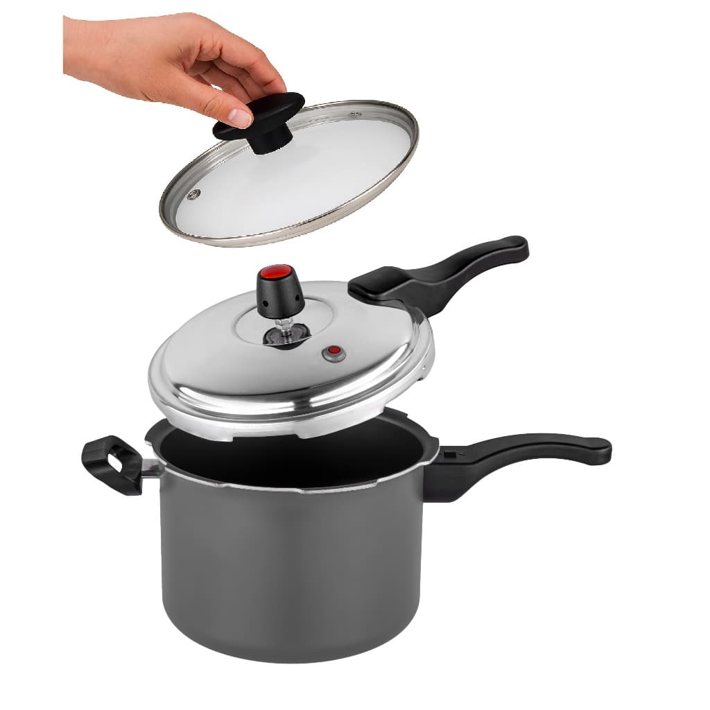 Panela De Pressao Antiaderente Kit Convencional Tampa Vidro