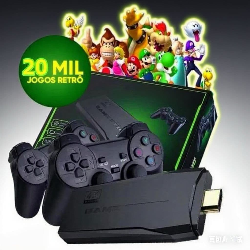 Videogame Stick 4K 64gb 2 Controles Sem Fio Console Portatil Jogos Retro Antigo