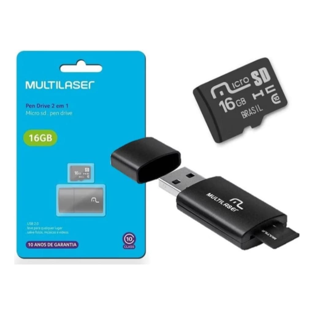Cartão De Memória Multilaser 16gb Classe 10 Micro Sd