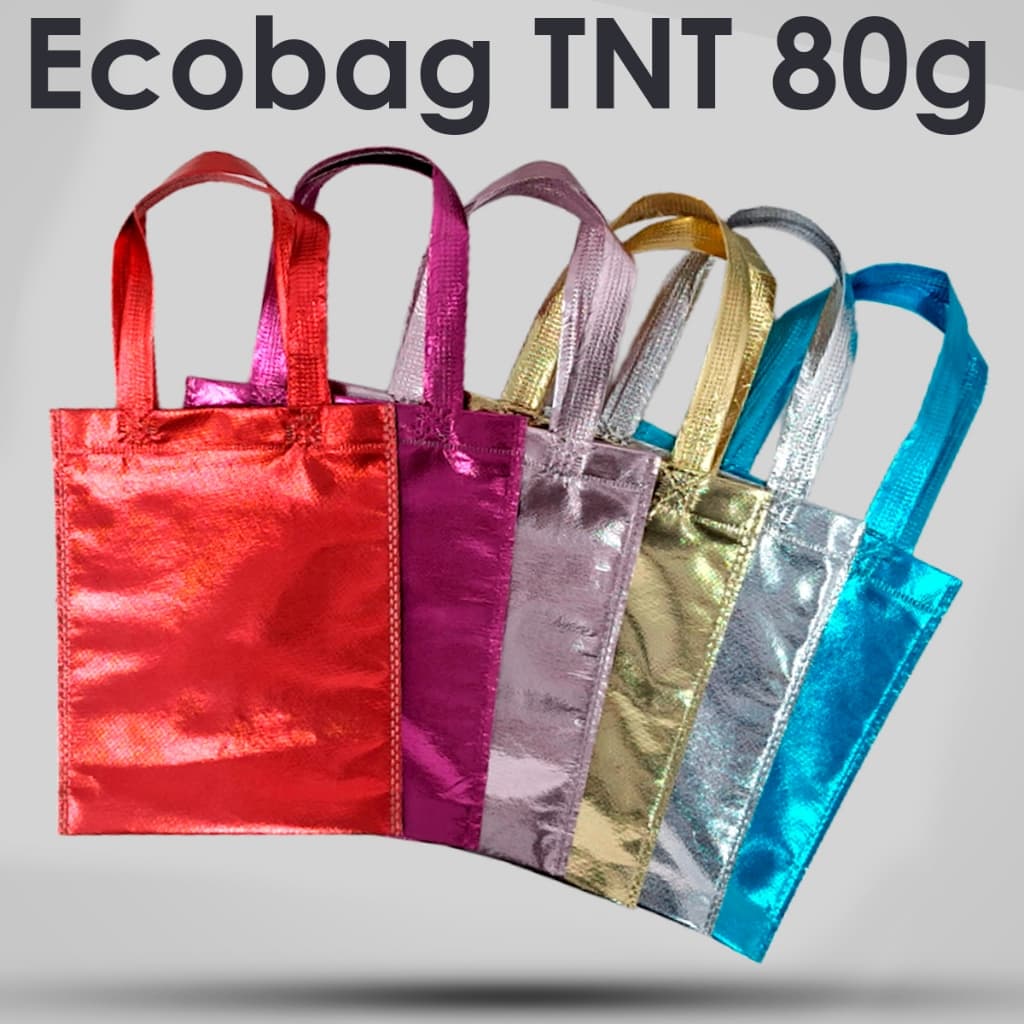 Kit Sacolas Metalizadas de TNT 20x25cm Bolsa Brilhante para Lembrancinhas Brindes Presentes e Festas