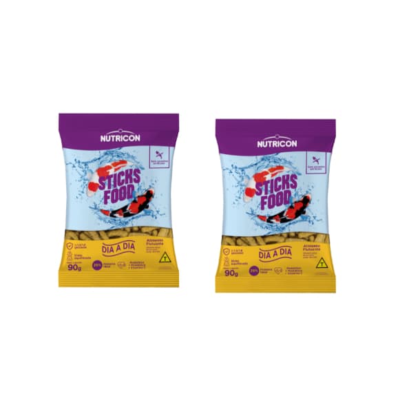 KIT 2 UN - Ração Sticks Food para Carpas Koi Dia-a-Dia Nutricon 90 g
