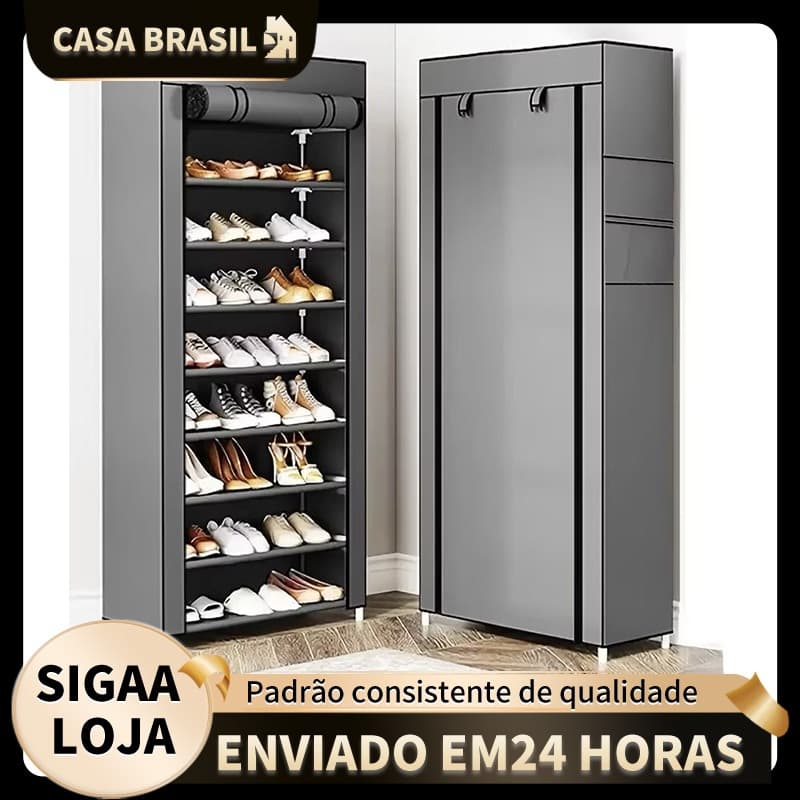 Organizador de sapatos com 9 prateleiras para sapatos, roupas e 27 pares de pertences